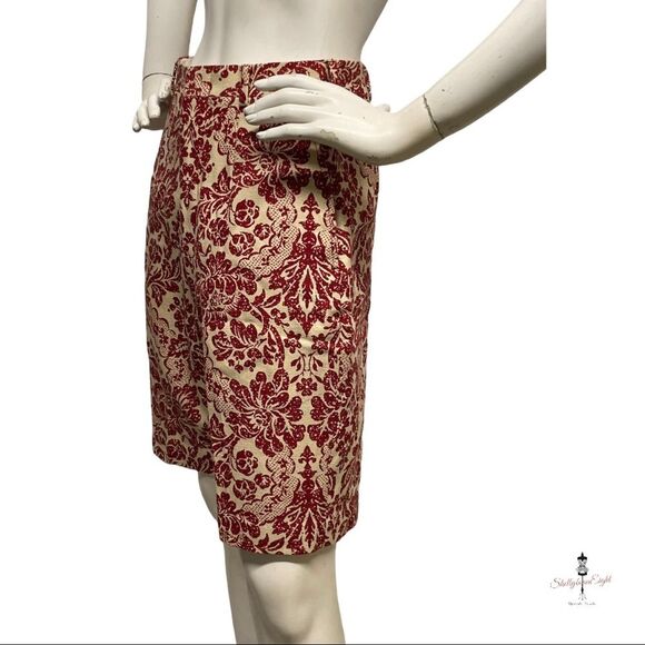 VINTAGE 1950s early 1960s Baroque Floral High Waist Long Walking Shorts 6 8 S M - Picture 8 of 16